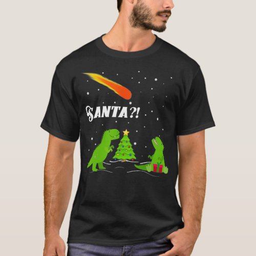 SANTA Dinosaur Extinction Asteroid Christmas T_Shirt