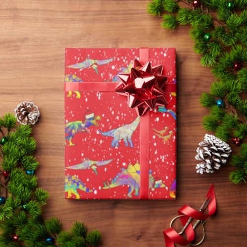 Santa Dinosaurs Christmas pattern Wrapping Paper