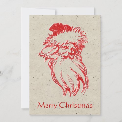 Santa Distressed False Letterpress Style Speckle Holiday Card
