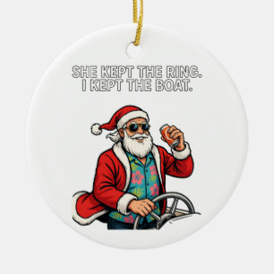 Santa Divorce Custody Humor Funny Holiday Xmas Ceramic Ornament