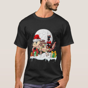 Santa Dobermann Riding Axolotl Christmas Owner Kid T-Shirt