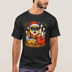 Santa Dog Bowling Christmas Funny Holiday Vibes Me T-Shirt