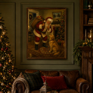 Santa & Dog Christmas Gallery Wrap 16x20