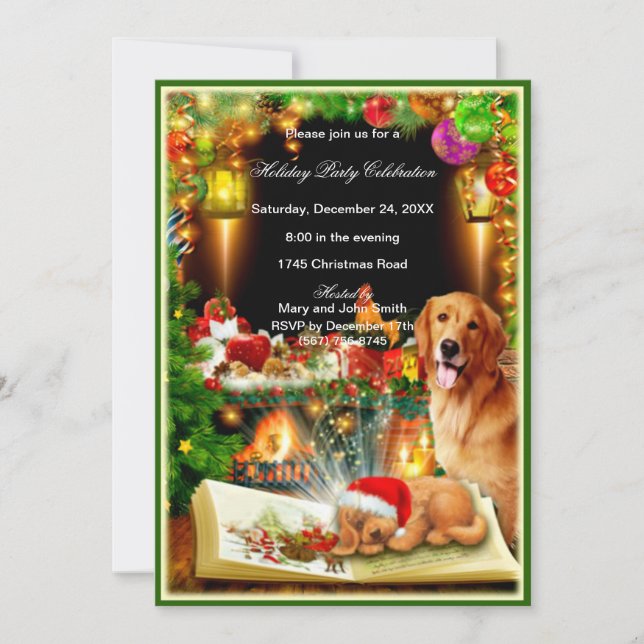 Santa Dog Christmas Party Invitation (Front)