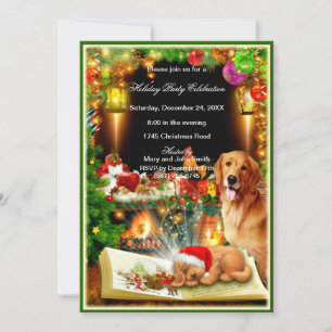 Santa Dog Christmas Party Invitation