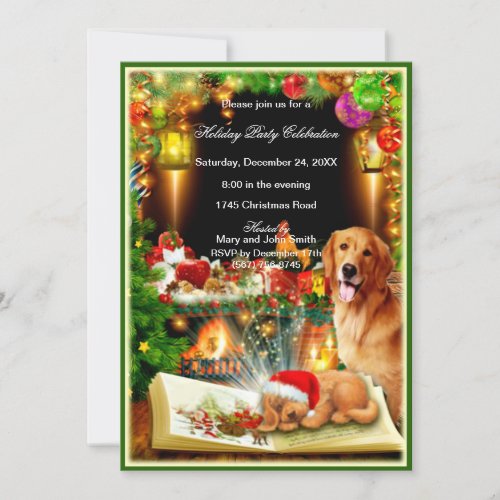 Santa Dog Christmas Party Invitation