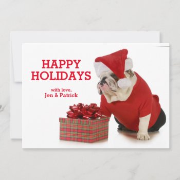 Santa Dog - English Bulldog Dressed Like Santa Holiday Card by happyholidays at Zazzle