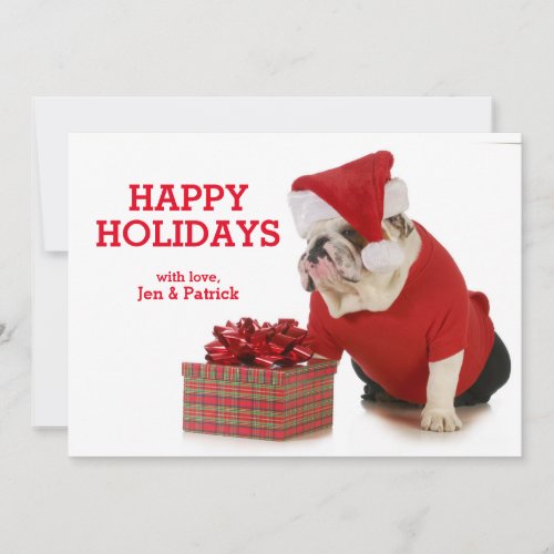 Santa Dog _ English Bulldog Dressed Like Santa Holiday Card