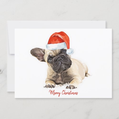 Santa Dog French Bulldog Christmas Cute Dog Puppy Holiday Card