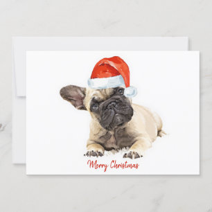Santa Dog French Bulldog Christmas Cute Puppy Dog Invitation