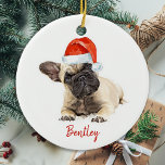 Santa Dog French Bulldog Cute Puppy Christmas Dog Ceramic Ornament<br><div class="desc">Decorate your tree and spoil your favorite french bulldog this holiday season with this adorable French Bulldog Santa puppy ornament and matching decor . A wonderful gift to all Dog Lovers. This dog christmas ornament will be a favorite among dog lovers. Visit our collection for matching dog christmas cards, home...</div>