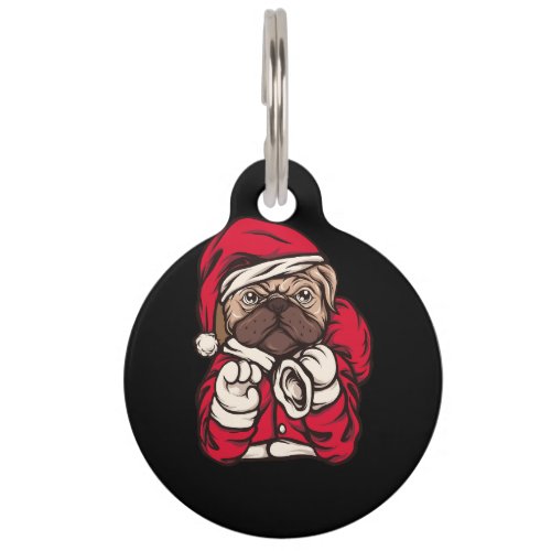 santa dog illustration pet ID tag