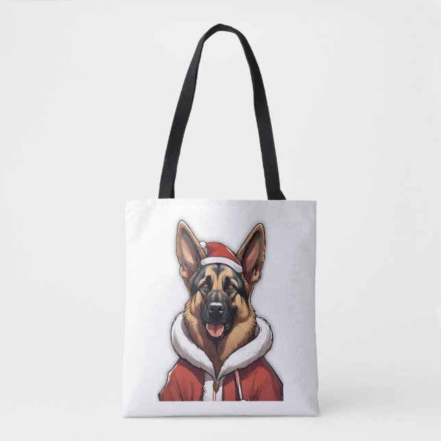 Santa Dog Premium T-Shirt Tote Bag (Front)