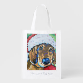 Santa Dog reusable shopping bad Grocery Bag