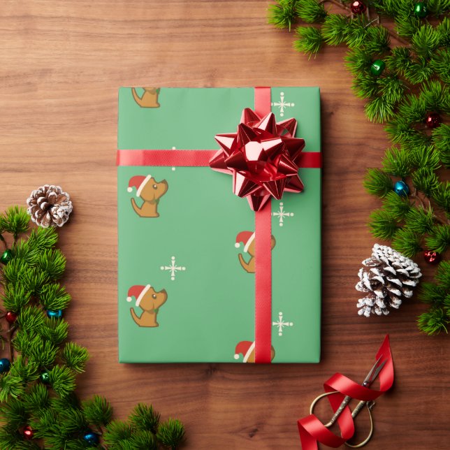 Santa Dog Wrapping Paper (Holiday Gift)