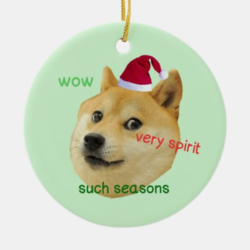 Santa Doge Funny Meme _ Circle Ornament