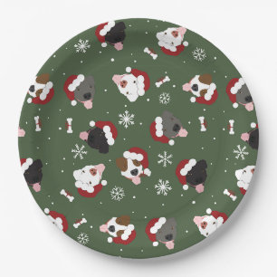 Santa Dogs on Green Paper Plates
