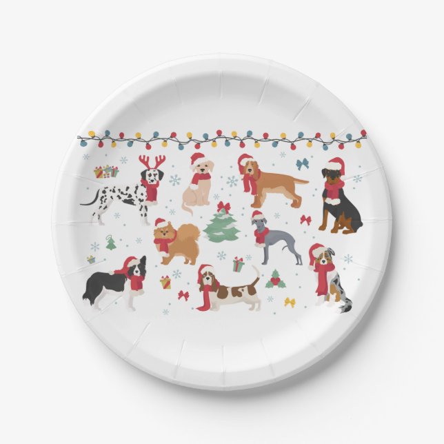 Santa Dogs Paper Plates (Front)