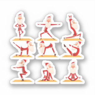 Santa Doing Yoga Exercises Poses Meditation Christ Sticker