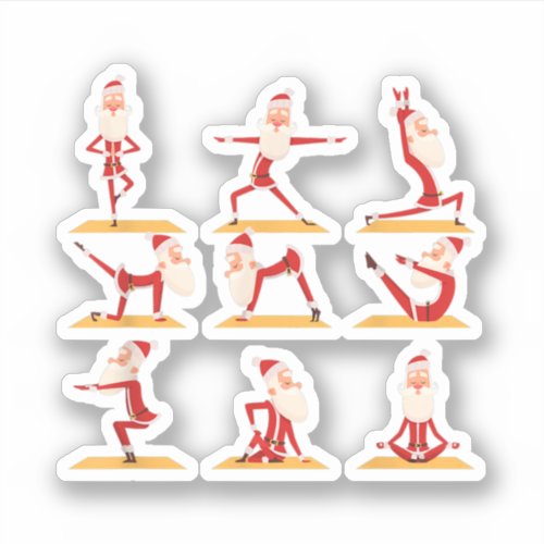 Santa Doing Yoga Exercises Poses Meditation Christ Sticker