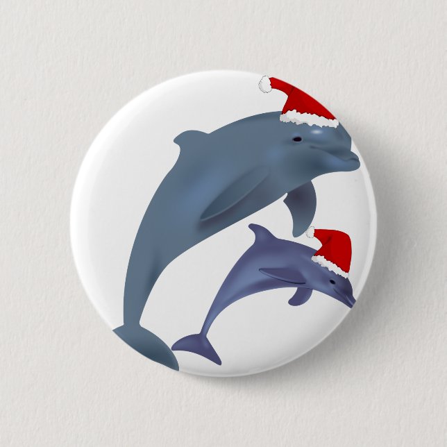 santa dolphins button (Front)