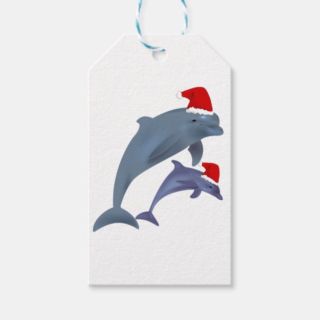santa dolphins gift tags (Front)
