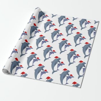 Santa Dolphins Wrapping Paper by funnychristmas at Zazzle
