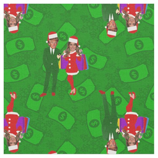 santa donald melania trump christmas money fabric