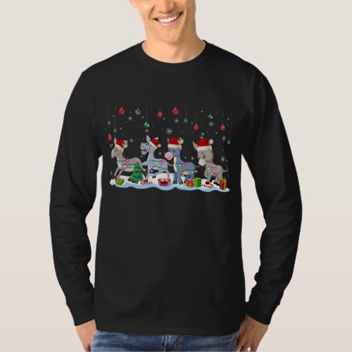 Santa Donkey Squad Christmas Lights Santa Donkey T_Shirt