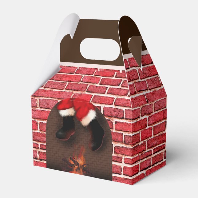 Santa down the chimney  favor box (Front Side)
