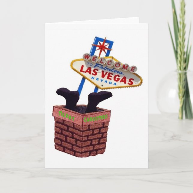 Santa down the Chimney Las Vegas Merry Xmas Card (Front)