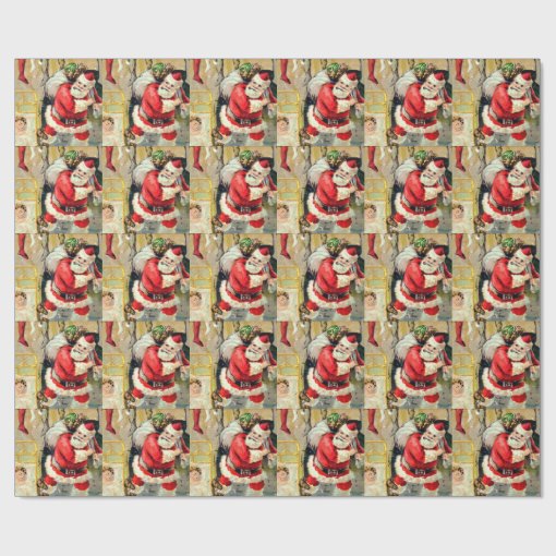 Santa Down The Chimney Wrapping Paper Zazzle