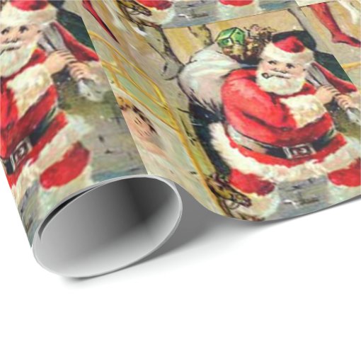 Santa Down The Chimney Wrapping Paper Zazzle