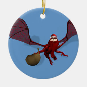 Santa Dragon Ceramic Ornament