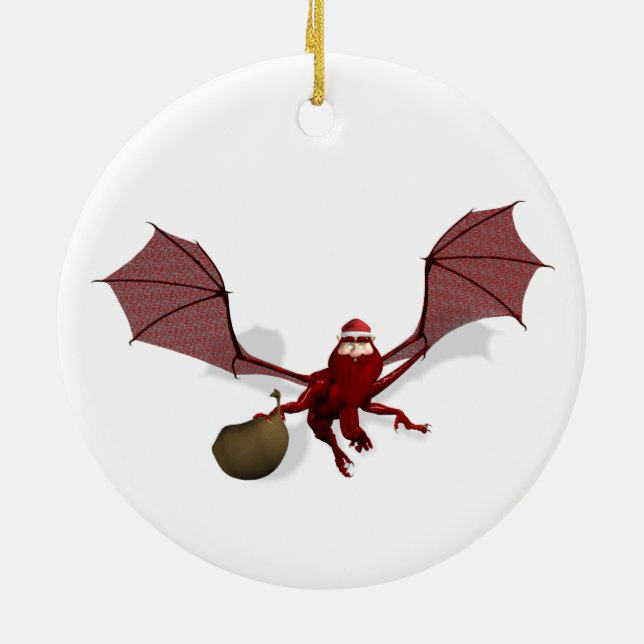 Santa Dragon Ceramic Ornament (Back)