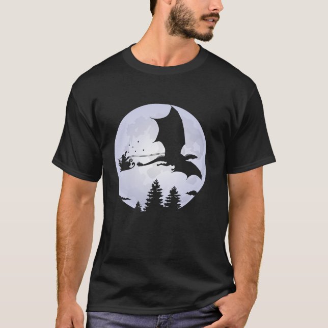 Santa Dragon Sleigh Christmas Santa Dragon Full Mo T-Shirt (Front)