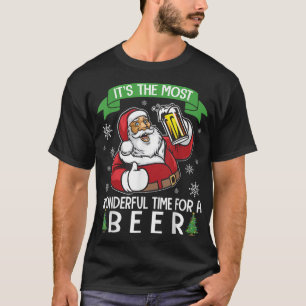 Santa Drinking Beer It's The Most Wonderful Time F T-Shirt