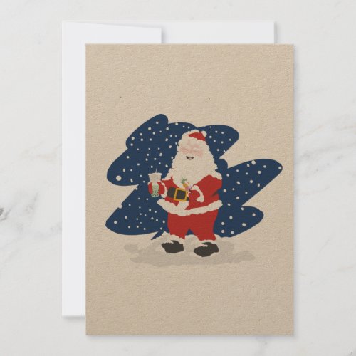 Santa Drinking Bubble Tea Holiday Card