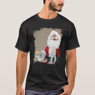 Santa Drinking Coffee Christmas Funny T-Shirt