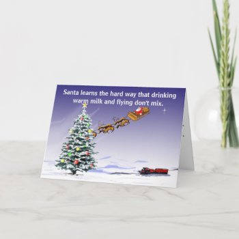 Santa Drinking Warm Milk & Driving Don't Mix Funny Holiday Card by vicesandverses at Zazzle