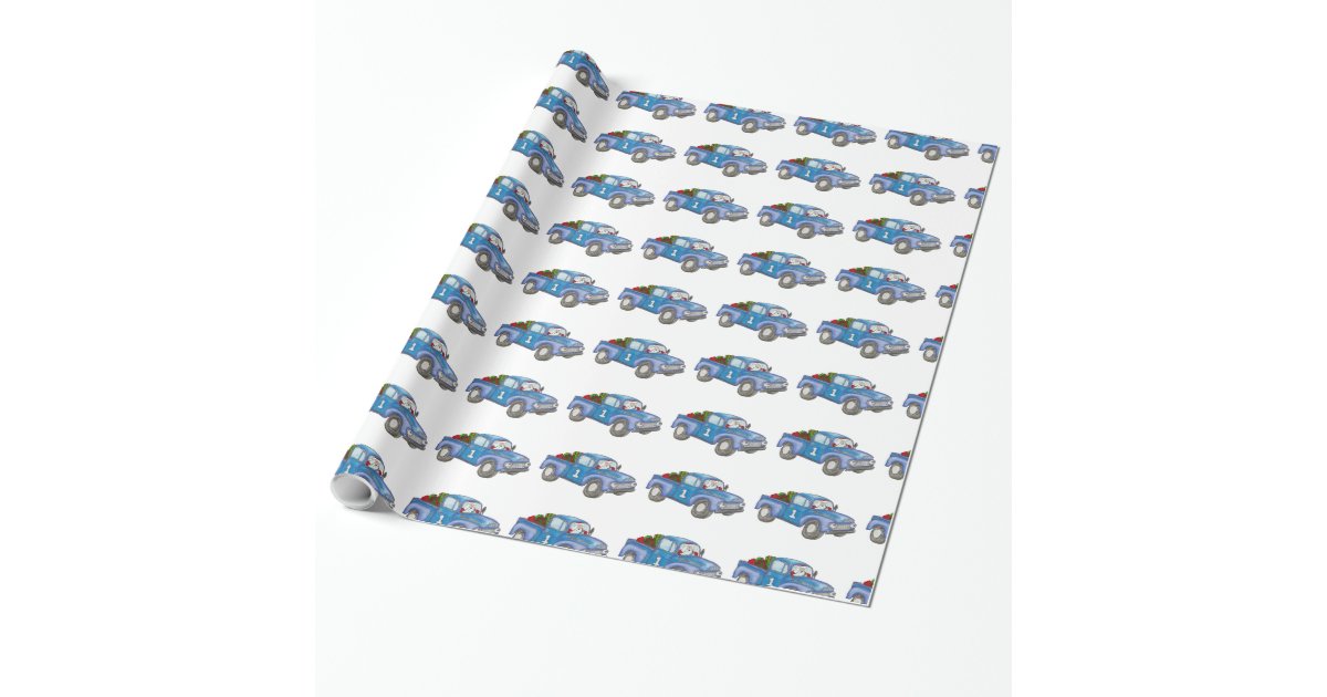 Christmas Backhoe Construction Truck Wrapping Paper, Zazzle