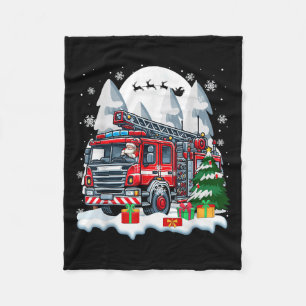 Santa Driving Fire Truck Christmas Boxes Colorful  Fleece Blanket