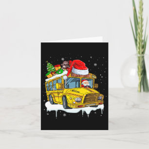 Santa Driving School Bus Xmas Tree Colourful Costu Card