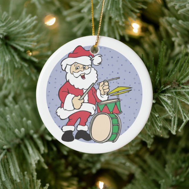 Santa Drummer Christmas Ornament (Tree)