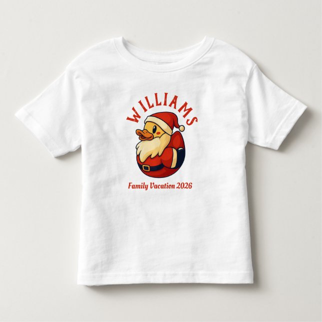 Santa Duck Cartoon – Funny Christmas Rubber Duck  Toddler T-shirt (Front)