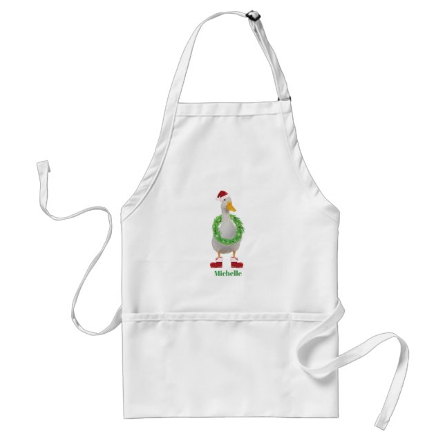 Santa Duck Personalized Adult Apron (Front)