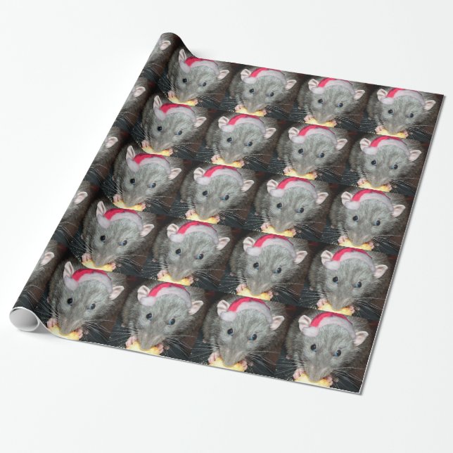 Santa Dumbo rat Christmas gift wrap (Unrolled)