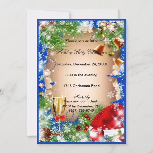 Santa Eat Drink Be Merry Christmas Party Invite