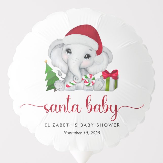 Santa Elephant Christmas Baby Boy Shower Balloon (Front)