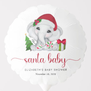 Santa Elephant Christmas Baby Girl Shower Balloon